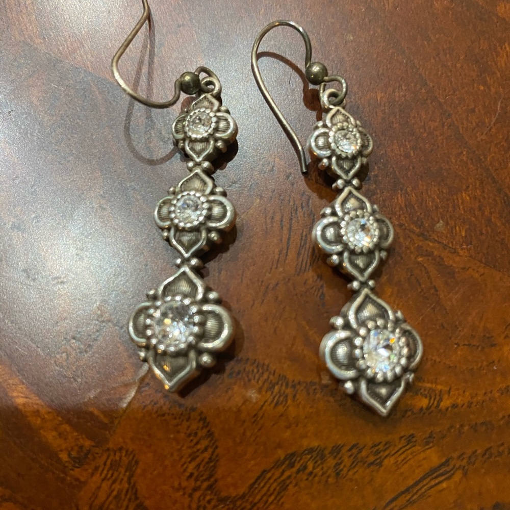 Brighton dangle fishhook earrings with Swarovski